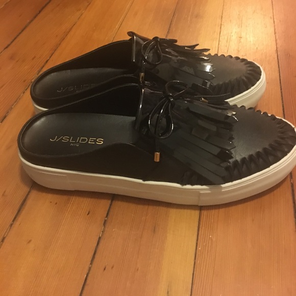 Jslides worn once. Black leather matte and gloss - Picture 2 of 6
